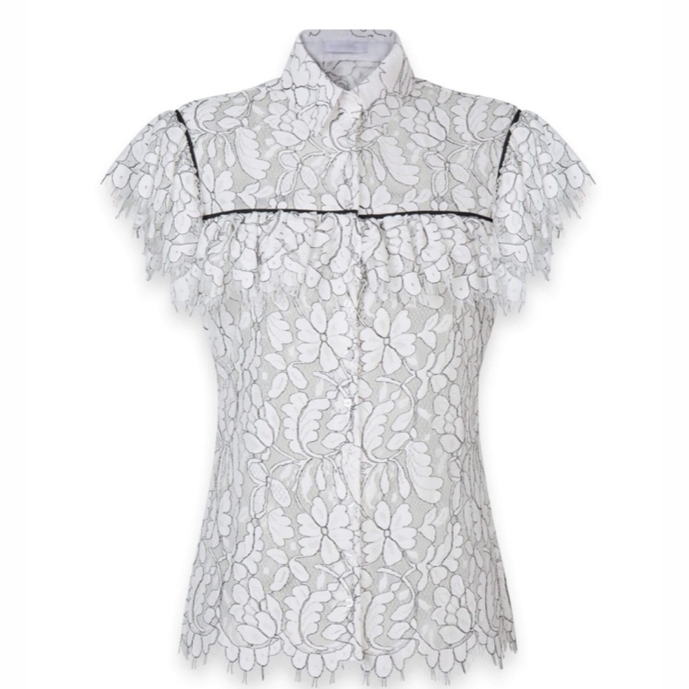 COPY - BLACK & WHITE SHORT SLEEVE LACE SHIRT
